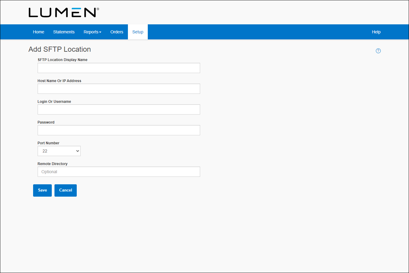 Add SFTP Location