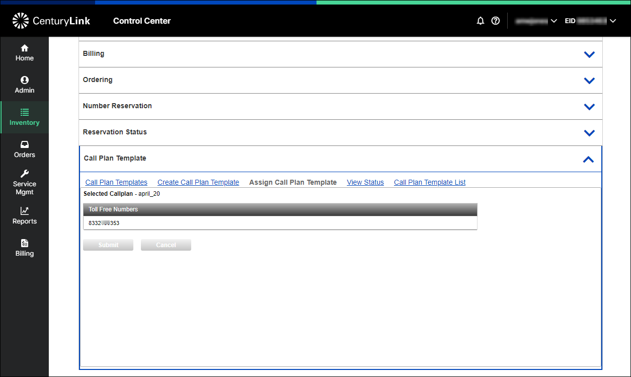 whsl inventory tfn call plan template assign call plan template ready to submit