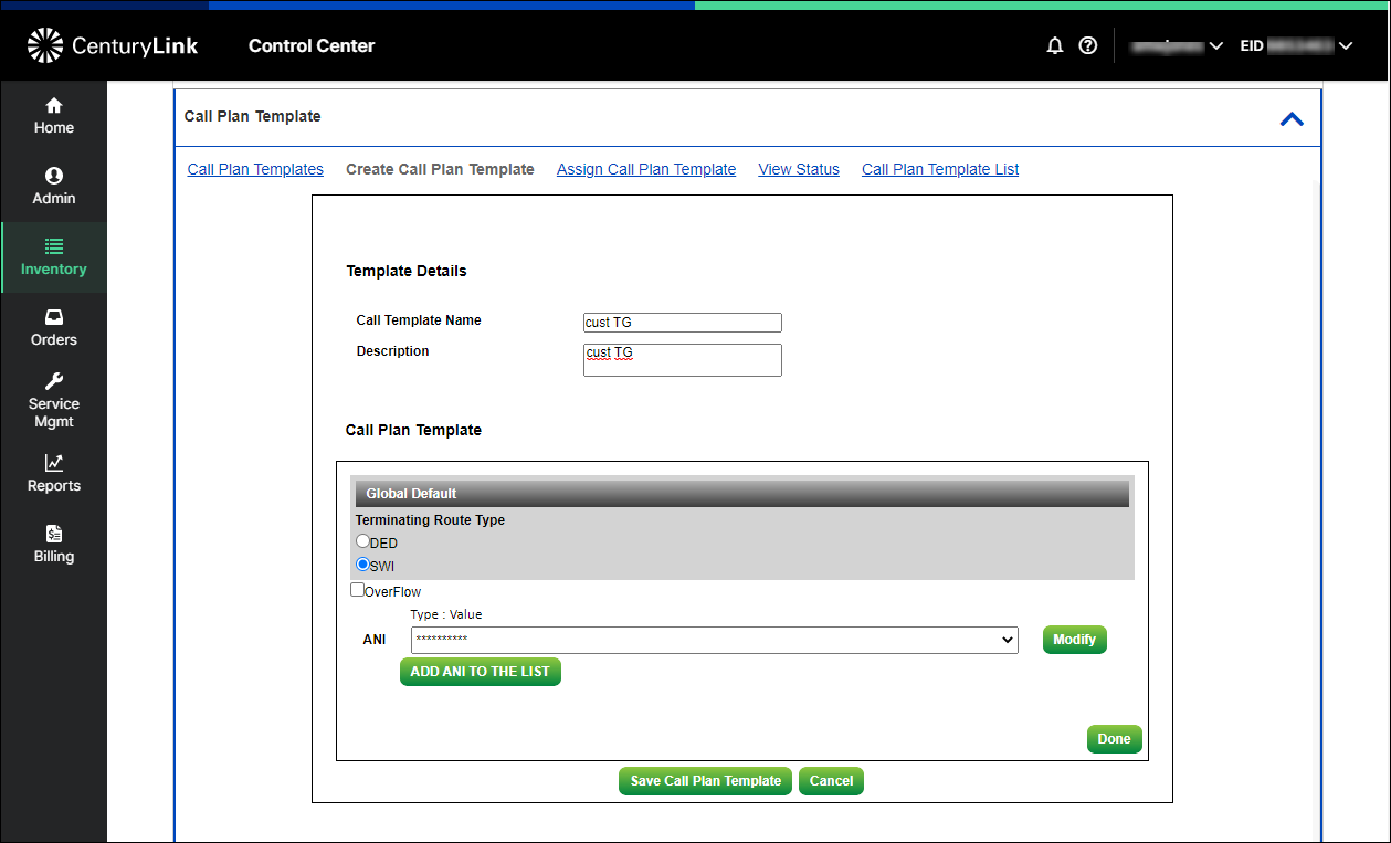 whsl inventory tfn call plan template create call plan template new