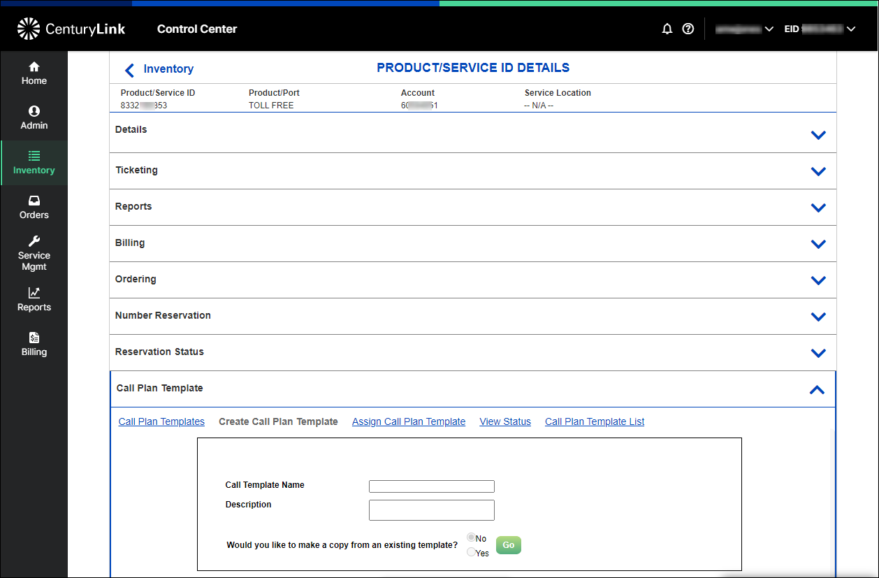 whsl inventory tfn call plan template create call plan template