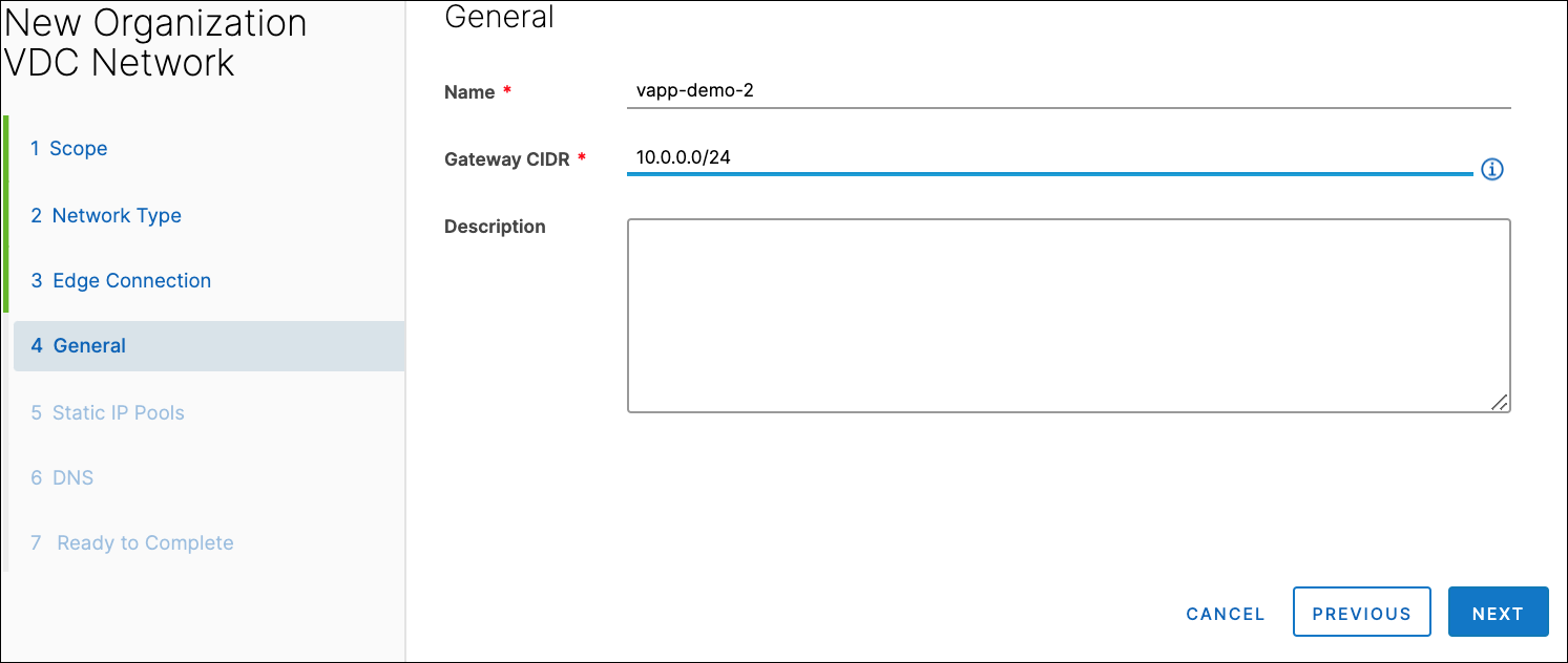 New Organization VDC Network: General