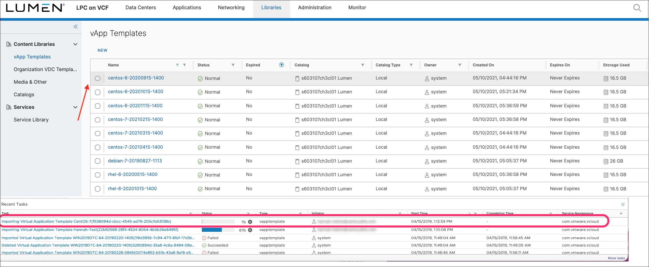 Create vApp template from OVF window, Ready to Complete section