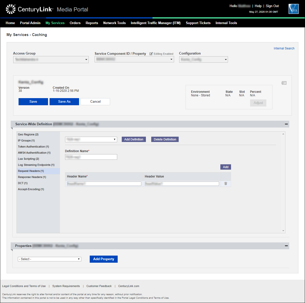 my services caching add configuration request headers