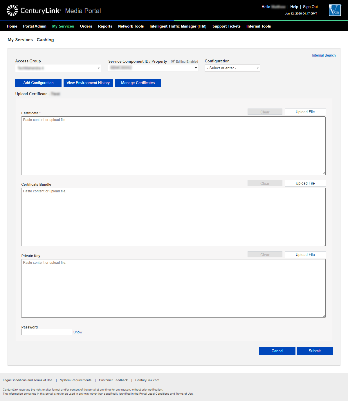 manage certificates new certificate upload certificate