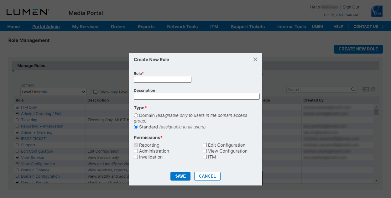 Role Management (Create New Role)