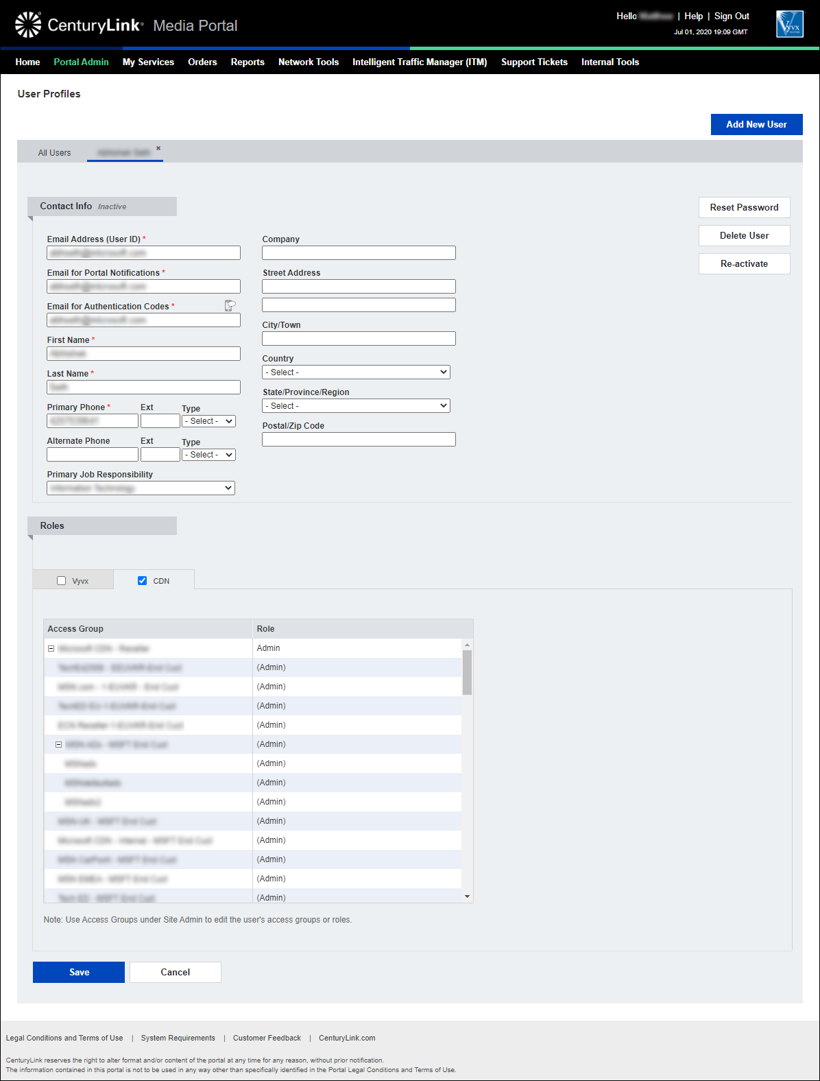 User Profiles (showing user profile information)