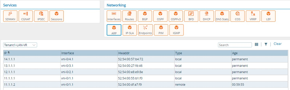 Monitor tab (showing ARP for an appliance)