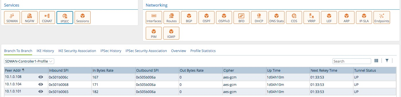 Monitor tab (showing Branch to Branch tab for an appliance)