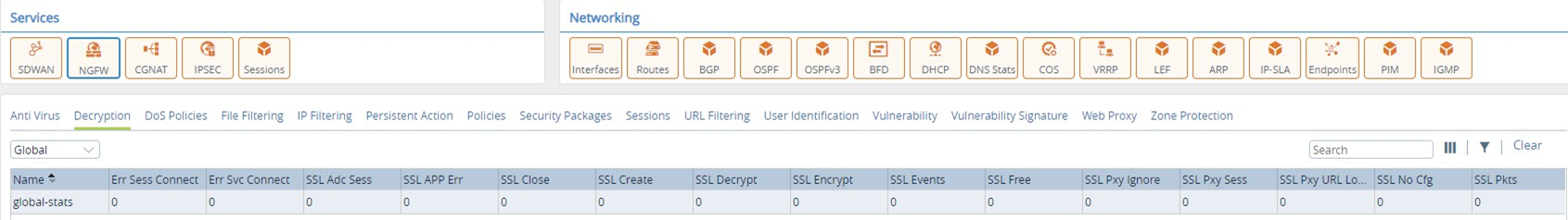 Monitor tab (showing Decryption tab for an appliance)