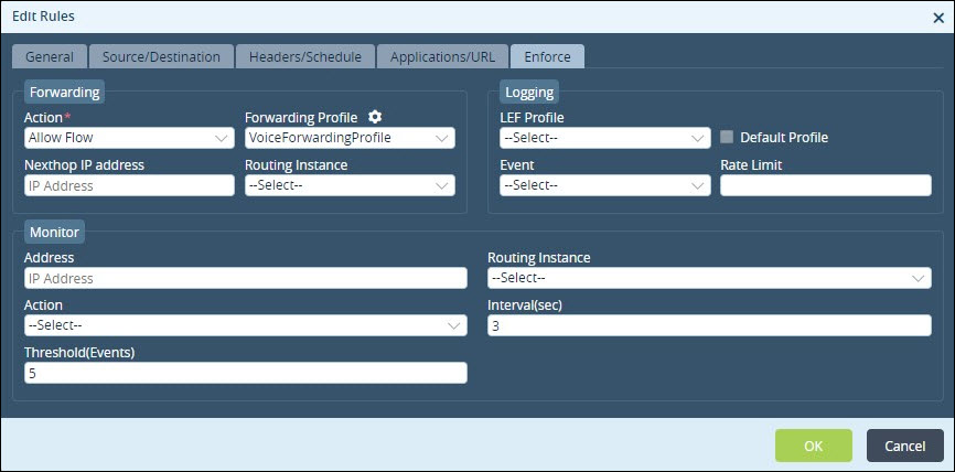 voice traffic use case edit rules enforce tab