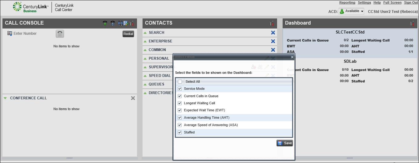 dashboard pane queues stats choosing