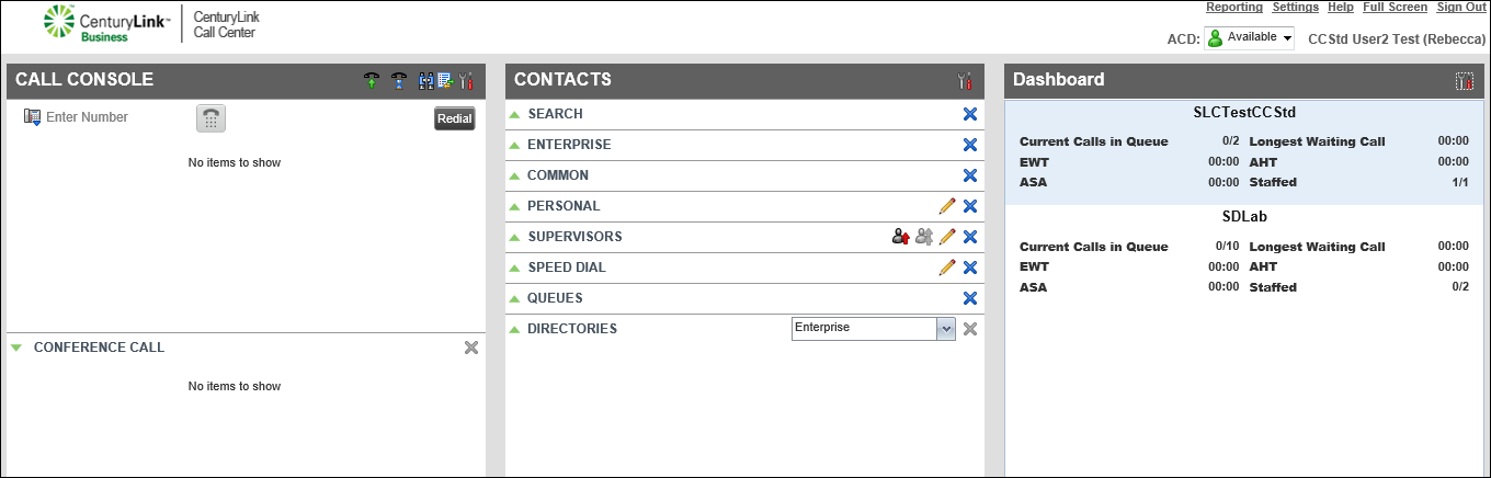 dashboard pane queues stats showing