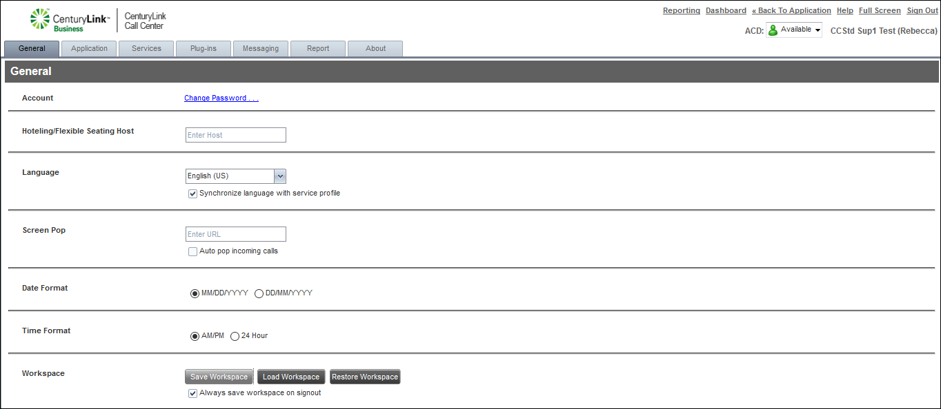 voip contact center setting general always save workspace set