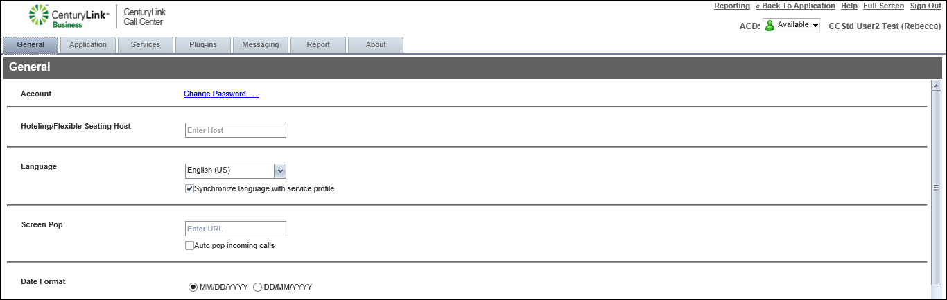 voip contact center settings tabs