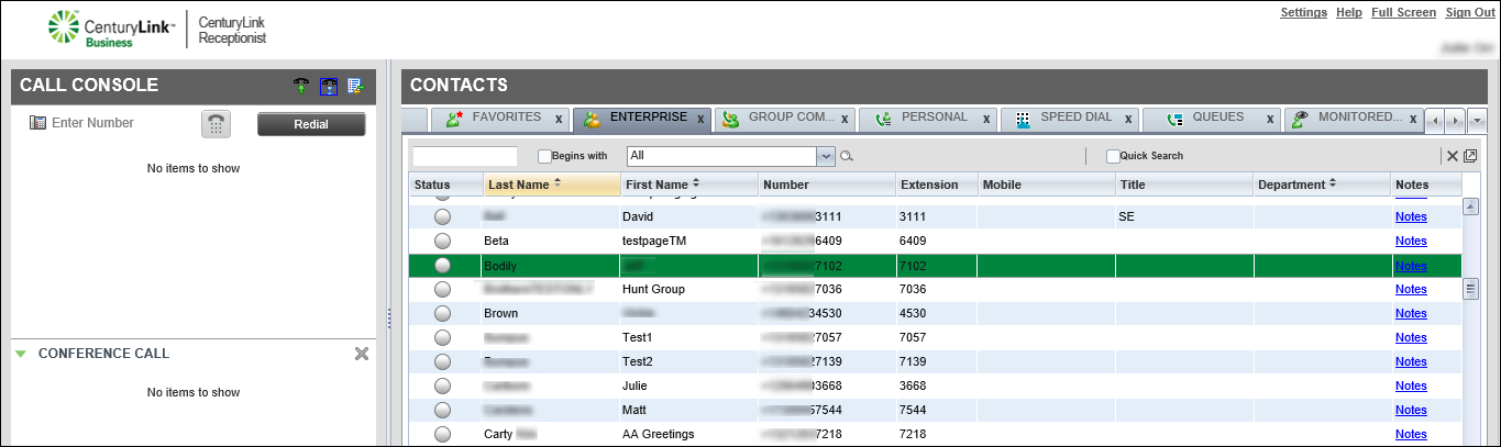 contacts pane directories