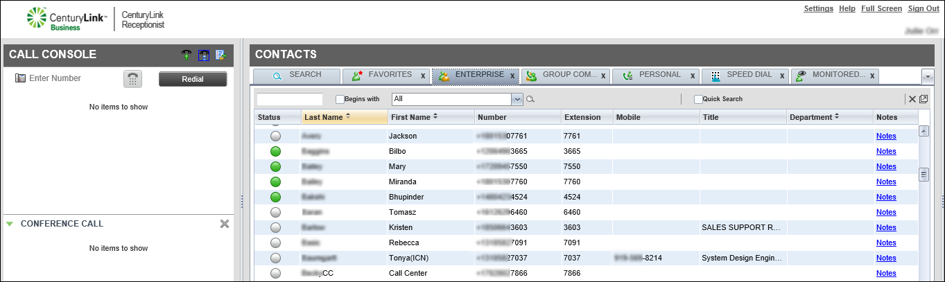 contacts pane enterprise selecting contacts to supervise