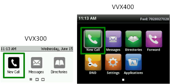 voip vvx 300 400 300 400 new call home view